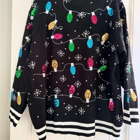 Tipsy Elves Black Sweater with Colorful Lights - Picture 5 of 5